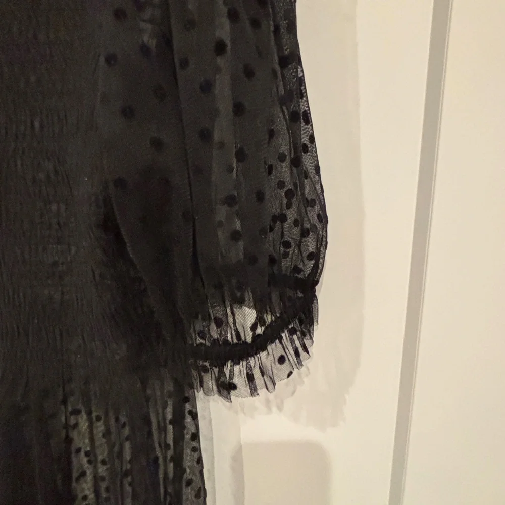 GAP Black Sheer Polka Dot Mini Dress. Size M - Picture 6 of 6